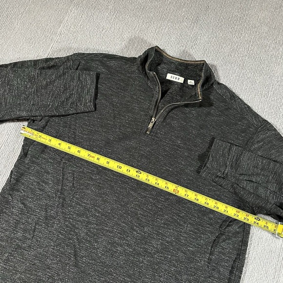 ROWM 1/4 Zip Sweater Mens XL Heather‎ Black Cotton Mock Neck Preppy - Picture 6 of 8